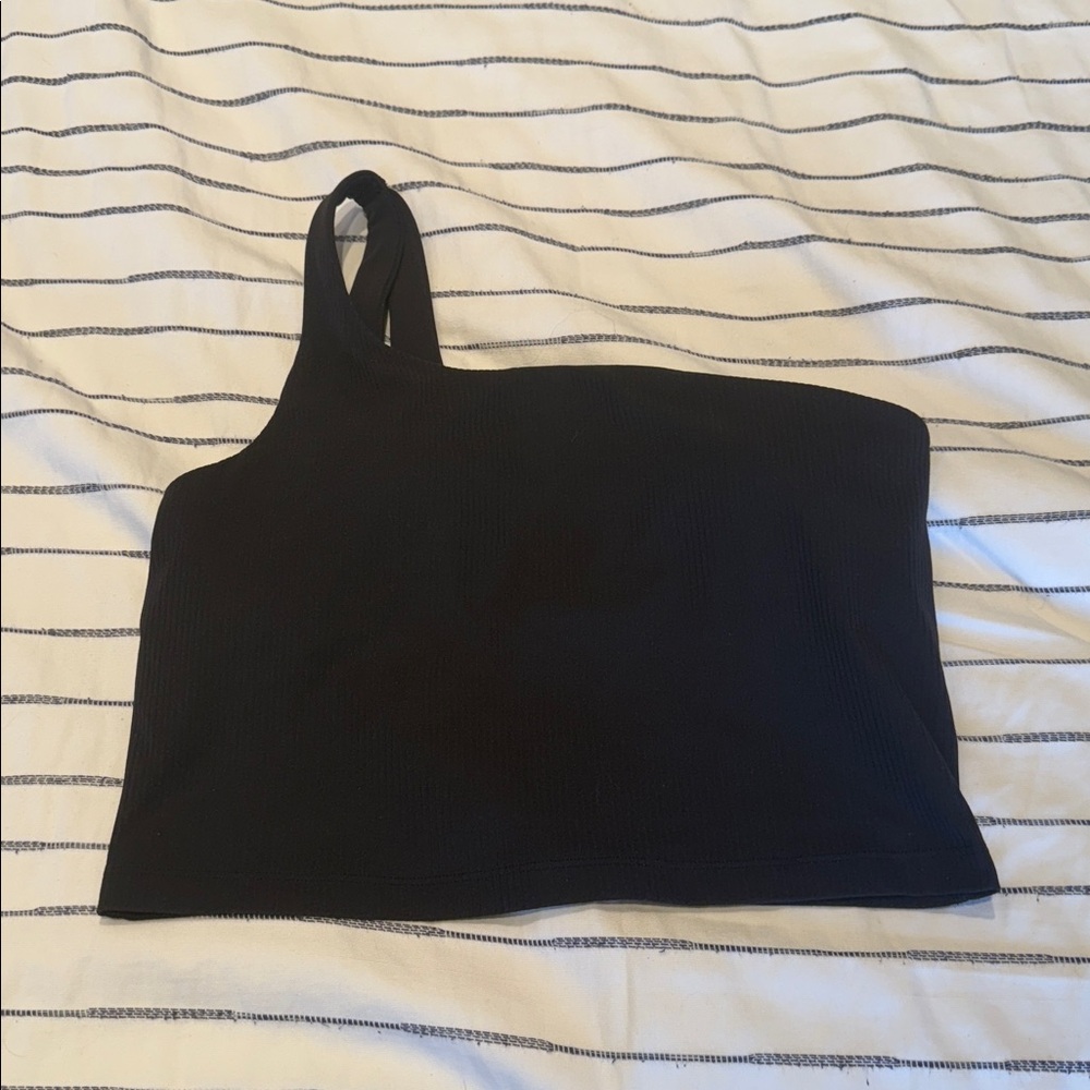 Lululemon Athletica Black Ribbed Null Asymmetrical Tank Top - Size 10